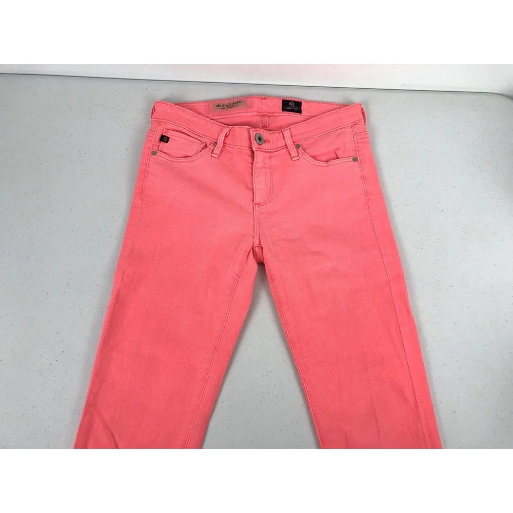 Adriano Goldschmied Womens 25 X 27 Jeans Pink The Stevie Ankle Slim Straight Leg